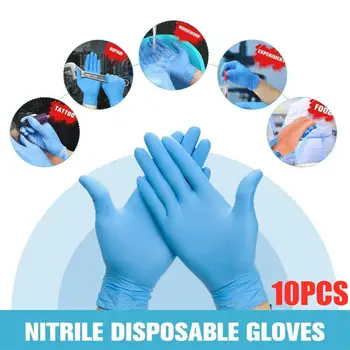 

10Pcs Disposable Nitrile Gloves Powder Free Latex Free Single Use Household gloves barbecue Garden repair