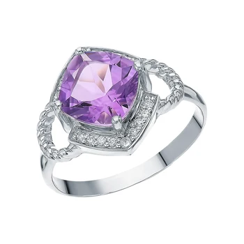 

Silver ring with amethyst and cubic zirconia sunlight sample 925