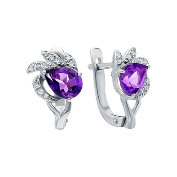 

Silver earrings with amethyst and cubic zirconia sunlight sample 925