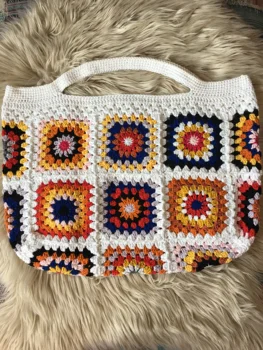 

Granny Square bag Handmade crochet bag Crochet bag Handmade shoulder bag cotton bag tote bag shoulder bagfree fast shipping