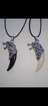 Collar de diente de lobo para hombre, colgante de resina con cabeza de Lobo de aleación, con cuerda de cuero, joyería #19006
