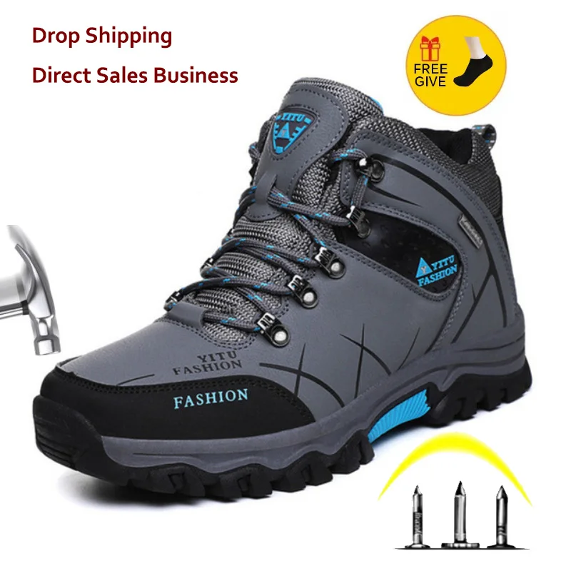 Men Winter Brand Snow Boots Waterproof Leather Sneakers Super Warm Men's Boots Outdoor Male Hiking Work Shoes Plus Size 47