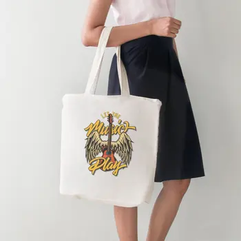 

Angemiel Bag Let The Music Play Large Tote Shopping Beach Bag