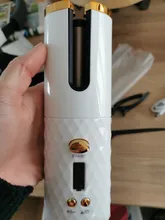 Rizador de pelo inalámbrico y giratorio automático, recargable por USB rizador de pelo, pantalla LED, herramienta de estilismo ajustable con temperatura