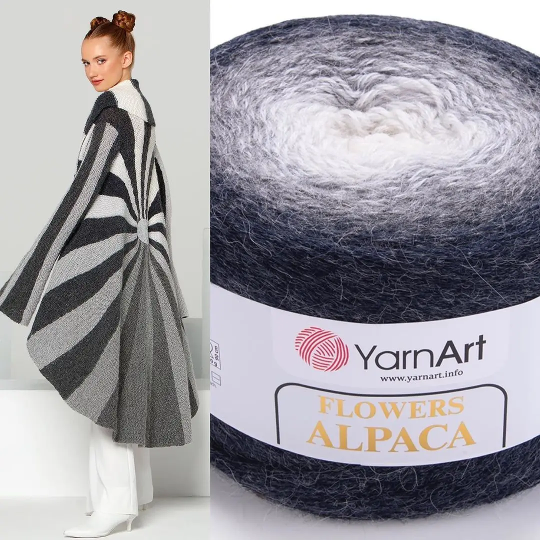 

Yarnart Flowers Alpaca Yarn 250gr-940mt %20 Wool Blended Hand Knitting Crochet Fancy Cake Gradient Rainbow Shawl Fantasy Ombre