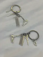Letter Keyring Scissors Keychains Hair-Dryer Decorative Gift Essential Comb Stylist