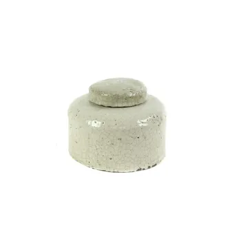 

Decorative round ceramic crackle pot with white lid 20X15