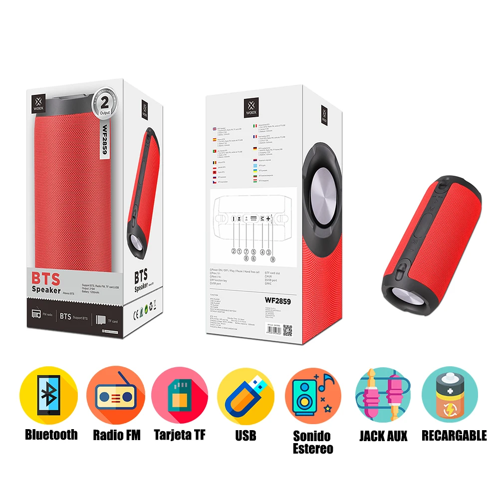 Portable Wireless Bluetooth Speaker with FM Radio TF Card 10W BTS Stereo Sound Mobile Tablet Android iOS