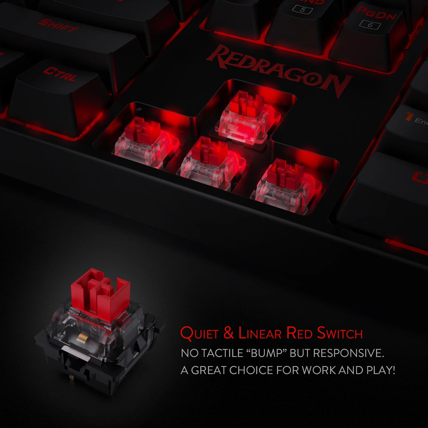 Redragon K582-RED светодиодный Механическая игровая клавиатура, 104 стандартная раскладка n-клавишная роликовая механическая клавиатура с тихие красные переключатели