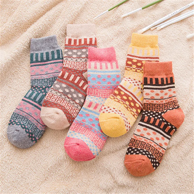 Носки женские зимние женские винтажные зимние носки мягкие теплые толстые длинные носки в этническом стиле удобные носки с геометрическим принтом