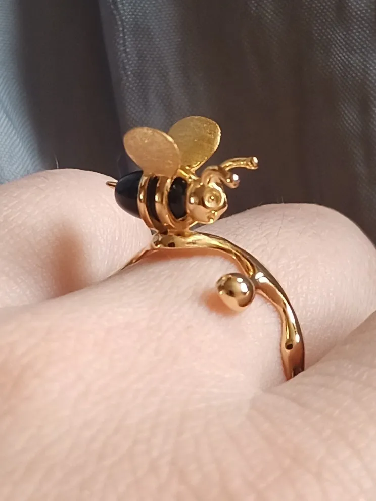 Gold Bee and Dripping Honey Rings | 925 Sterling Silver photo review