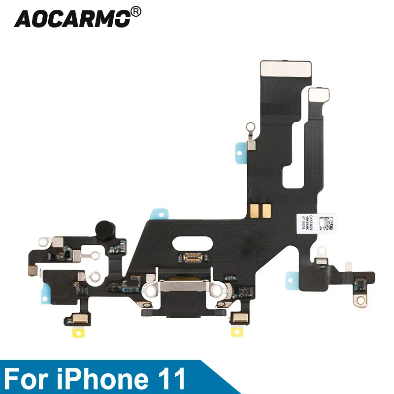 

Шлейф зарядного USB-порта Aocarmo для iPhone 11, док-разъем, микрофон, микрофон