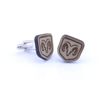 

Twins DODGE made up handmade wood hickory tree cufflinks with logo laser cutting made up handmade wood hickory tree 16x22mm