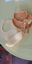 1set alimentación bebé de la placa de la cena ovejas de dibujos animados de Niños de alimentación vajilla con silicona taza de succión tenedor de madera Spoo