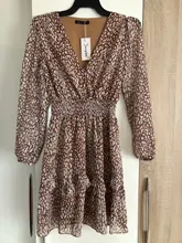 Mini Dress Sleeve-Spring V-Neck Polka-Dot Conmoto Elegant Casual Holiday-Style A-Line