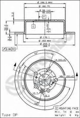 Диск Тормозной Задний Brembo арт. 08.5625.40