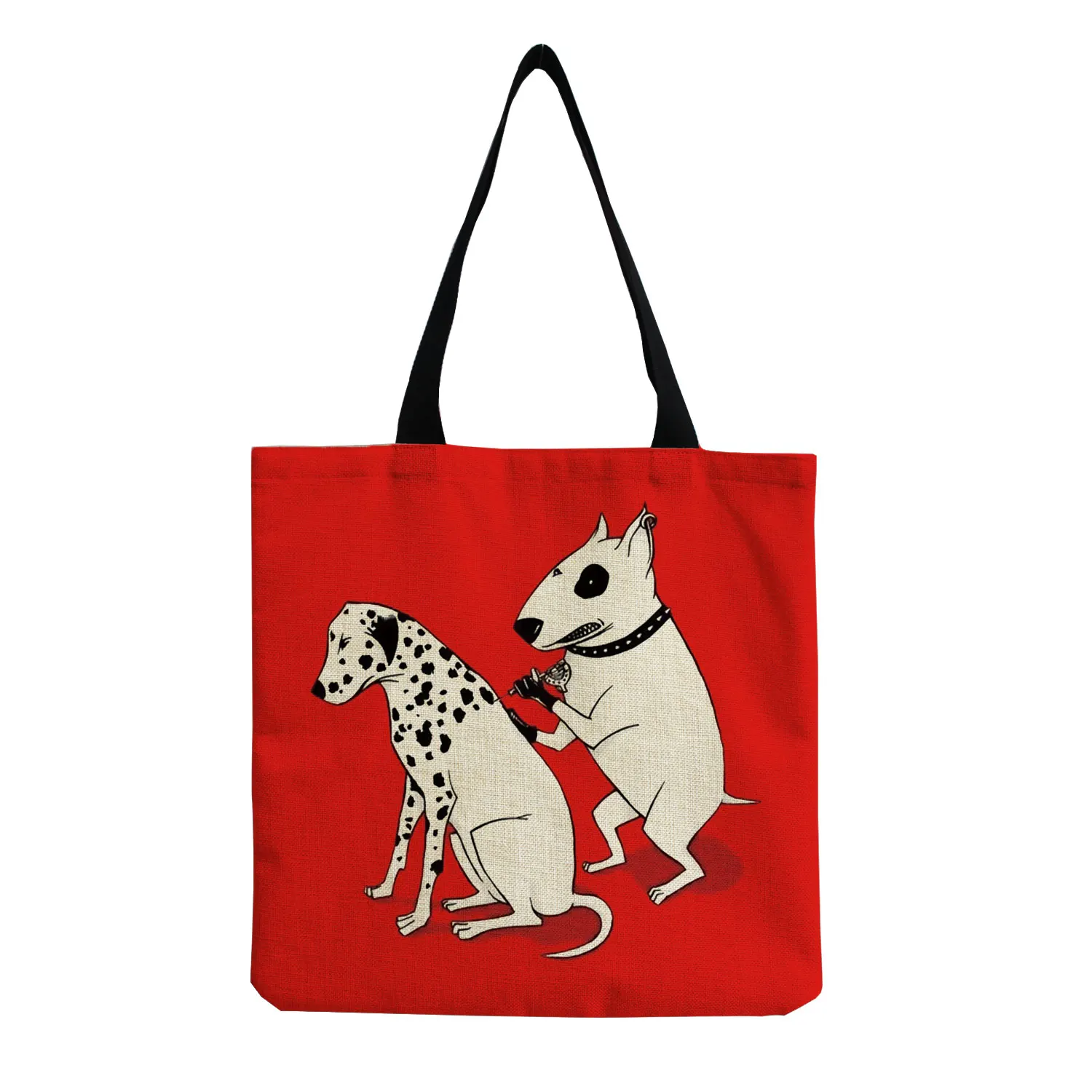 Color Painting Funny Bull Terrier Dog Print Shopping Bags Women Fashion Tote Ladies Casual Handbag School Traveling Shoulder Bag 