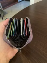 Tarjetero de piel de vaca de primera capa RFID antirrobo para hombre y mujer, billetera pequeña multifuncional con cremallera