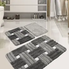 Коврик для ванной | коврик для ванной нескользящие Противоскользящие коврики серый 3 La Piazza набор 60X100 Cm-50X60 Cm-40X60 см