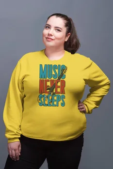 

Angemiel Wear Music Never Sleeps Yellow Women Sweatshirts