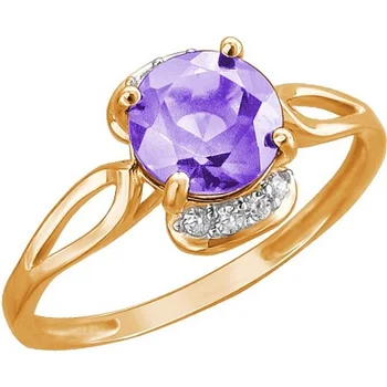 

Esthete ring with amethyst and cubic zirconia in red gold