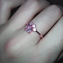 Anillo ajustable con apertura de anillos de Color dorado para mujer, con diseño de garra de gato y pata de oso, boda romántica, cristal Rosa CZ, regalos de amor, joyería
