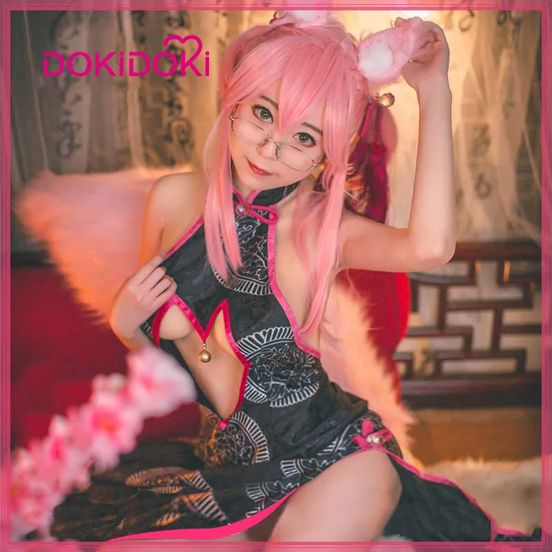 

DokiDoki Game Fate Cosplay Tamamo no Mae Secretary Cheongsam Costume Halloween Fate/Grand Order Tamamo no Mae Cosplay Costume