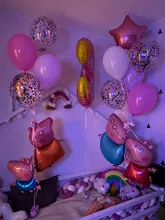 Decoración de fiesta de Peppa Pig, tema de dibujos animados, globo de Peppa George, cartel de feliz cumpleaños, decoración de fiesta de cumpleaños para niños, 2021