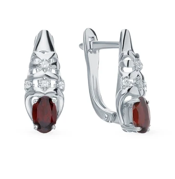 

Silver earrings with cubic zirconia and Garnet sunlight sample 925
