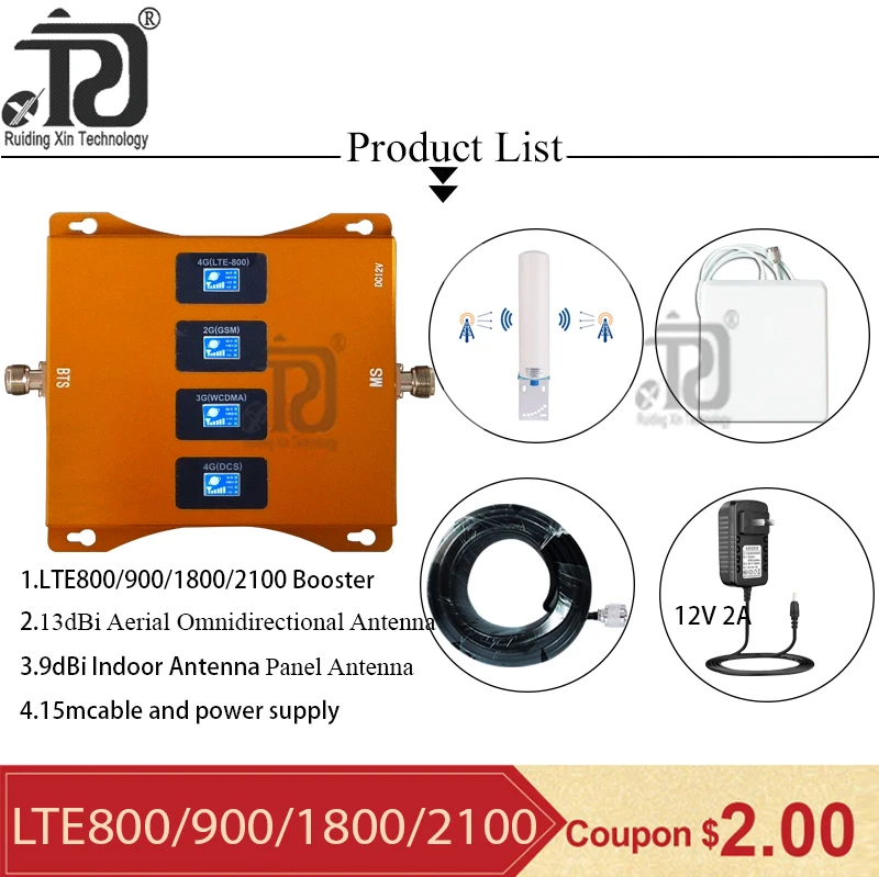 Four-Band Internet Cellular Ampifier LTE 800 900