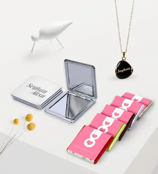 

Women Custom Is Black Enamel Necklace Mirror Chocolate Gift Set-7