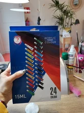 Pintura acrílica profesional de 12/24 colores 15ml tubos pintura de dibujo pigmento cuadro de pared pintado a mano para artista DIY