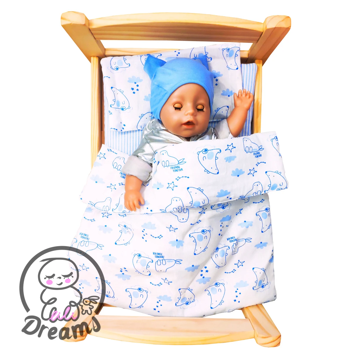 Set for a large doll 40 - 50 cm. In the stroller or crib: blanket pillow and sheet. Cute baby toys | Игрушки и хобби