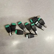 Adaptador de enchufe macho para CCTV, luz LED de un solo color, 12V, 2,1x5,5mm, cc, 10 uds.