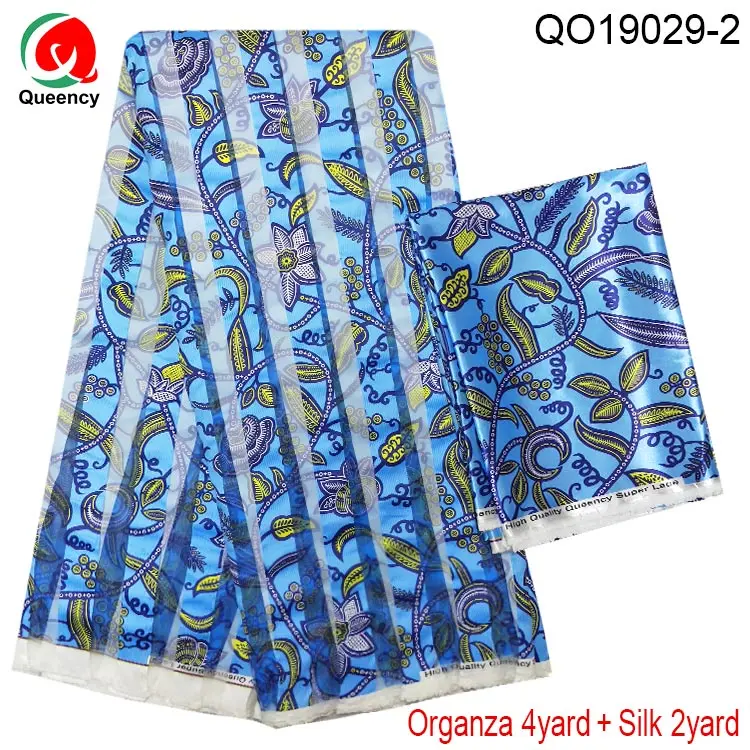 QO19029 Traditional Design in Ghana Nigeria ribbon organza lace Nice Ankara printed Material for Women dresses 4+2Yards