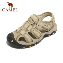 CAMEL Fashion Comfortable Soft Roman Gladiator Genuine Leather Sandals Men Beathable Outdoor Hiking Summer Footwear
