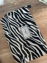 PURDORED-Bolsa de maquillaje grande con patrón de cebra, neceser de viaje, caja de belleza maquillaje, organizador, embrague, 1 ud.