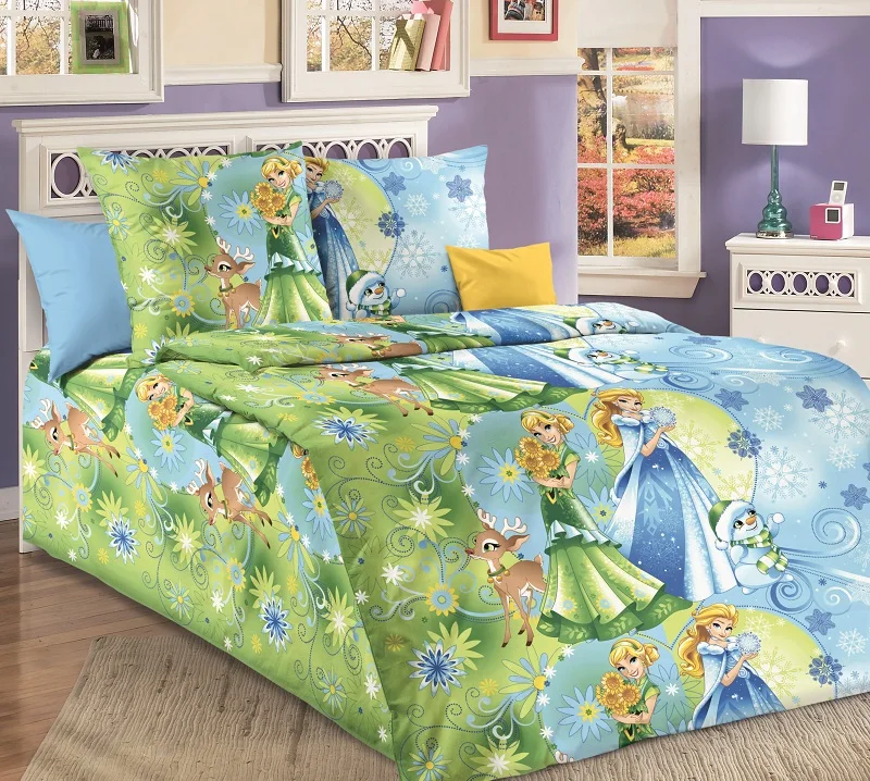 

IV Sisters green best friends Cotton percale Twin Bedding Set for Children Kids Boys Girls Gift Duvet Cover BedSheet Pillowcase