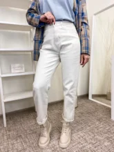 White Jeans Denim Pants High-Waist Woman Spring-Meters Loose Nine Ankle