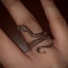 Nuevo Retro Punk personalidad exagerada serpiente anillo ajustable con apertura de la joyería