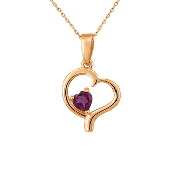 

Gold pendant with rhodolite sunlight sample 585