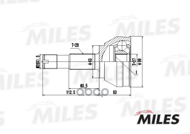 Шрус Citroen C25/Fiat Ducato/Peugeot J5 1.8-2.5td 81-94 Нар. Miles Ga20058 Miles арт. GA20058