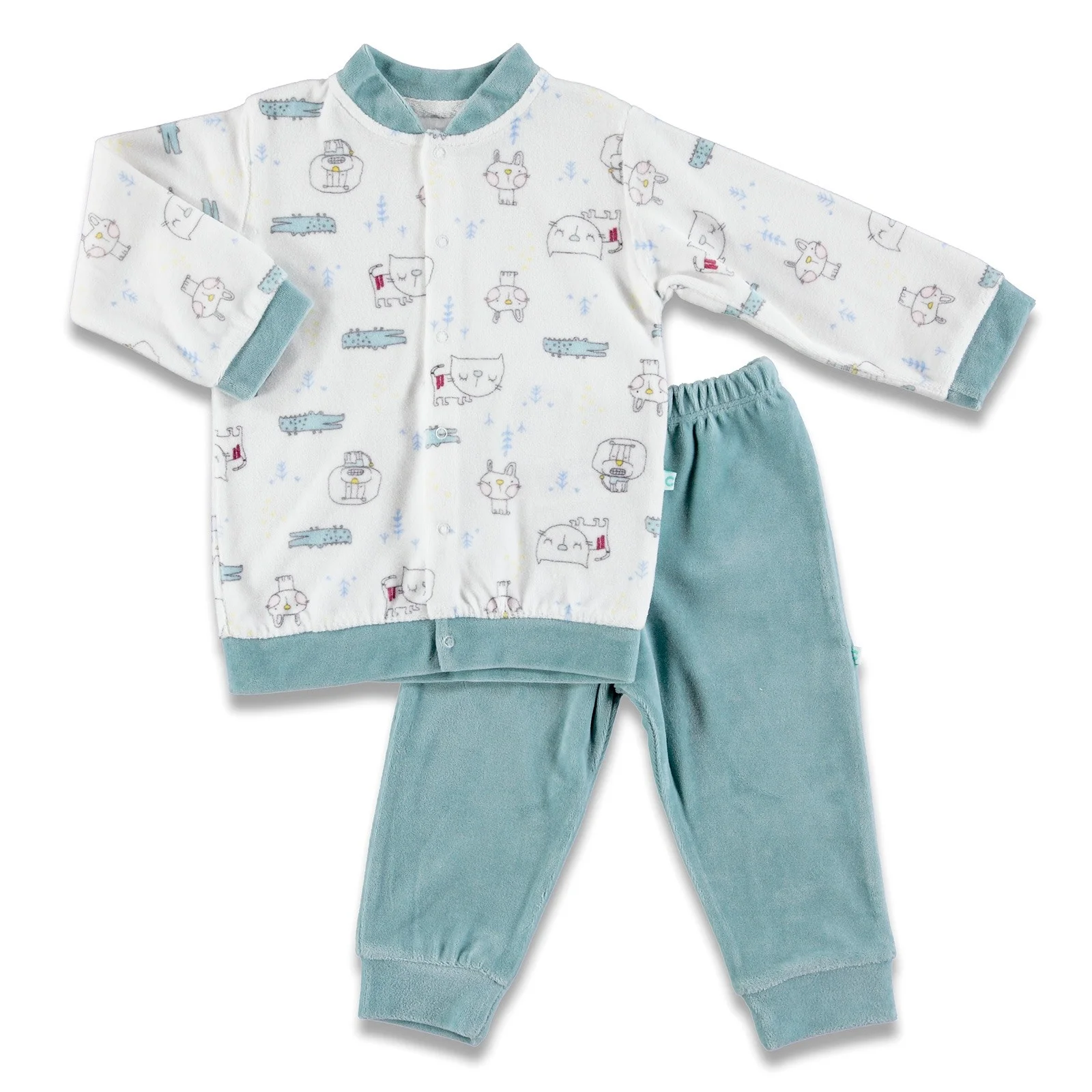 

ebebek Carmin Baby Flower Printed Velvet Pyjamas Set