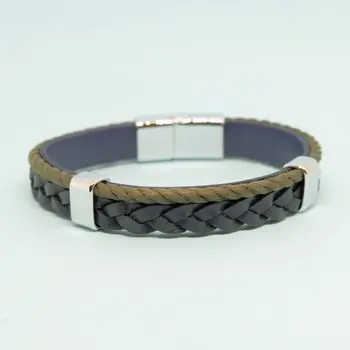 

Leather bracelet (genuine leather, magnetic lock, blue) 53488