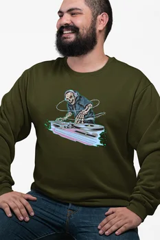 

Angemiel Wear Dj Skull And Crossbones Green Men 'S Sweatshirt