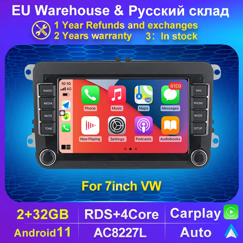 2 DIN Carplay Авто Android 11 автомобильное радио для Skoda/Seat/Volkswagen/VW/Passat b7/POLO/GOLF 5 6