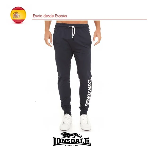 Lonsdale London Hombre pantalón deporte chandal de algodón Ajuste Skinny ajuste en cintura pierna verano|Pantalones deportivos| -