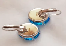 Jellystory-pendientes de plata de ley 925 con gema de zafiro Forma ovalada, Pendientes colgantes Multicolor, para mujeres