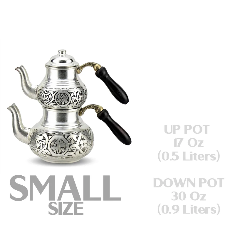 Handmade Turkish Double Boiler Tin Plated Copper Teapot