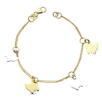 

18k gold bracelet bicolor butterflies 19,5cm. 5,50gr. [AB3389]